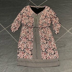 Elastic Waist Patterned Dress Size S